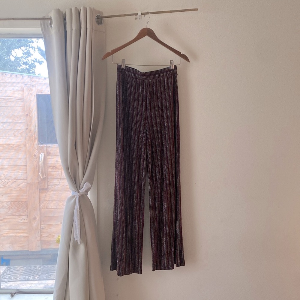 Forever 21 wide leg tinsel pinstripe